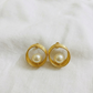 Round Wire Frame Dangling Pearl Earrings