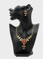 Red Cherry Flower And Leaf Choker Set