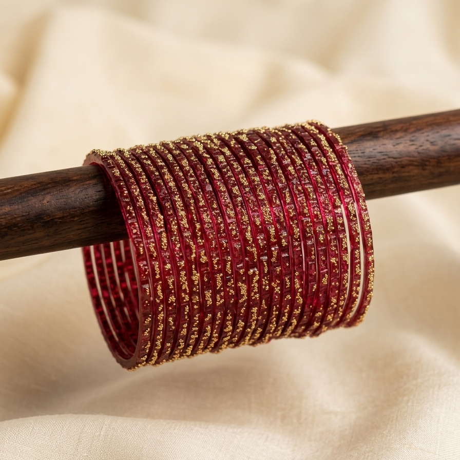 Red Raindrop Kashmiri Glass Churiyan