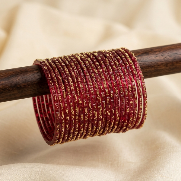 Red Raindrop Kashmiri Glass Churiyan