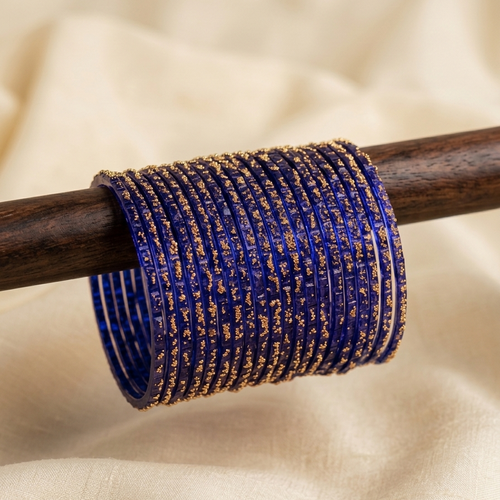 Blue Raindrop Kashmiri Glass Churiyan