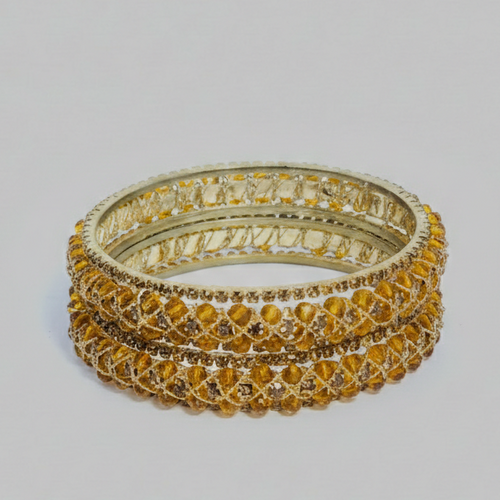 Golden Plated Zirconia Stones Bangles 02 pcs