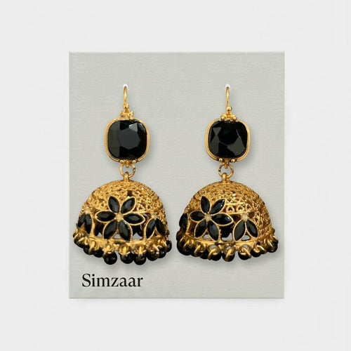 Black Queen Swirl Golden Plated Earings