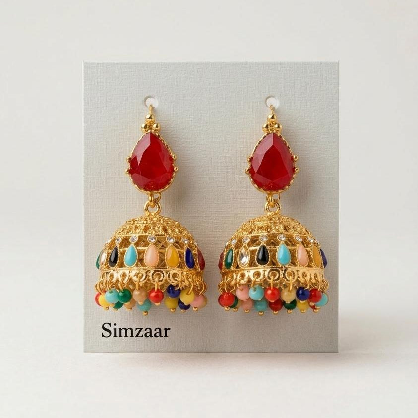 Colorful Semiprecious Stone Dangling Beads Earings