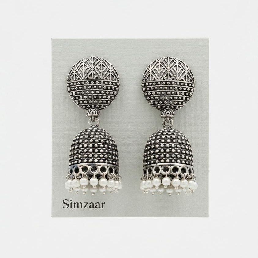 Beaded Dangling Charm Dome Shapped Earings