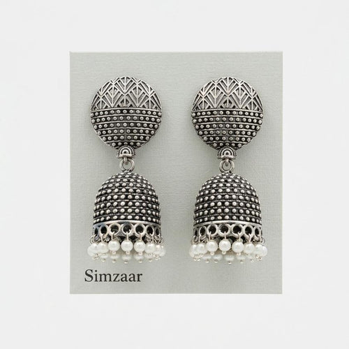 Beaded Dangling Charm Dome Shapped Earings