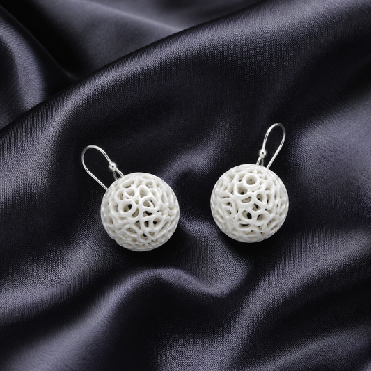 Ivory Filigree Ball Stud Earrings
