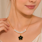 Black Floral Crystal Pendant Set