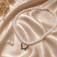 Butterfly Pearl Necklace & Stud Earrings Set