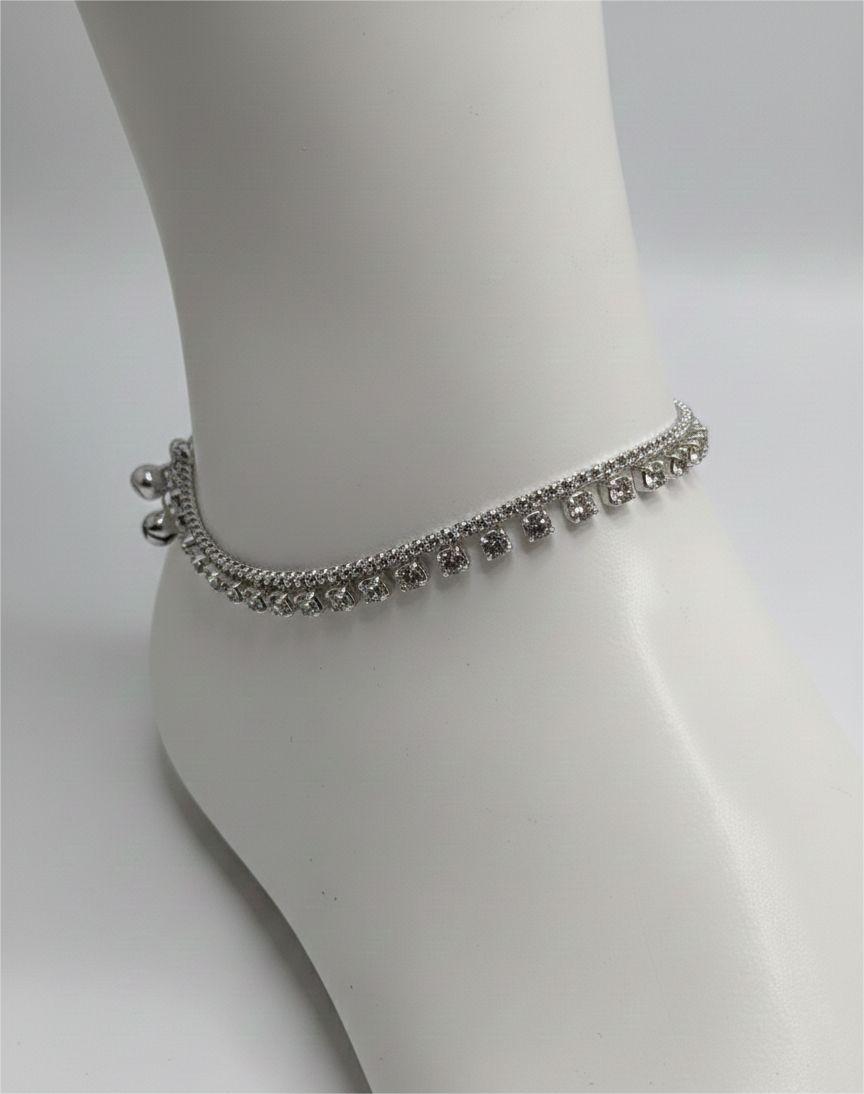Crystal White Diamond Pair Of Anklets