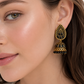Royal Black Stone Jhumka Earrings