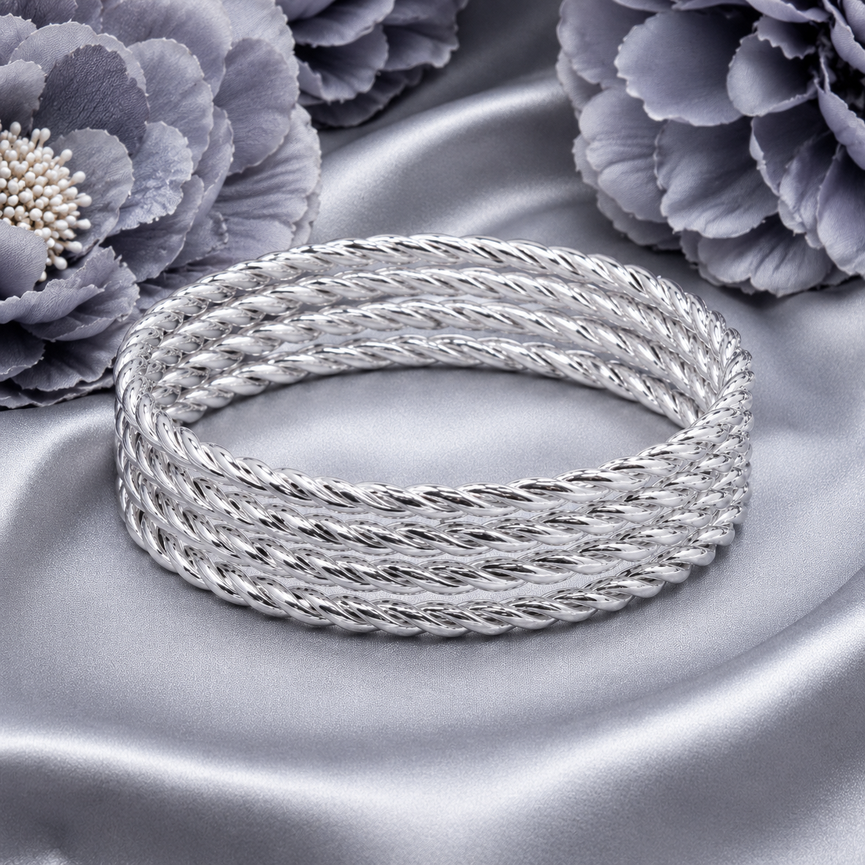 Silver Twist Bangles