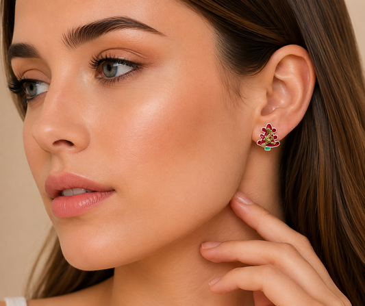 Festive Christmas Tree Stud Earrings