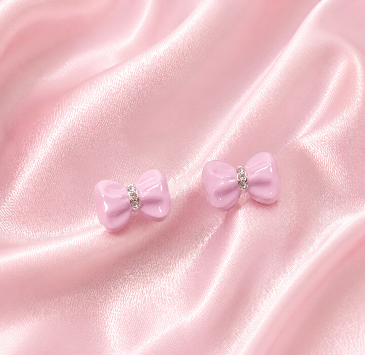 Pink Bow Stud Earrings
