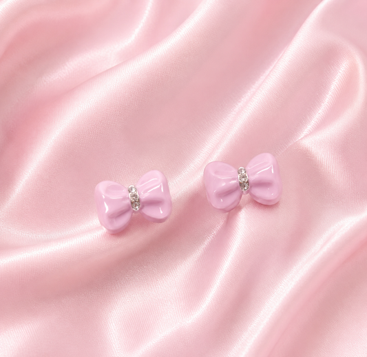 Pink Bow Stud Earrings