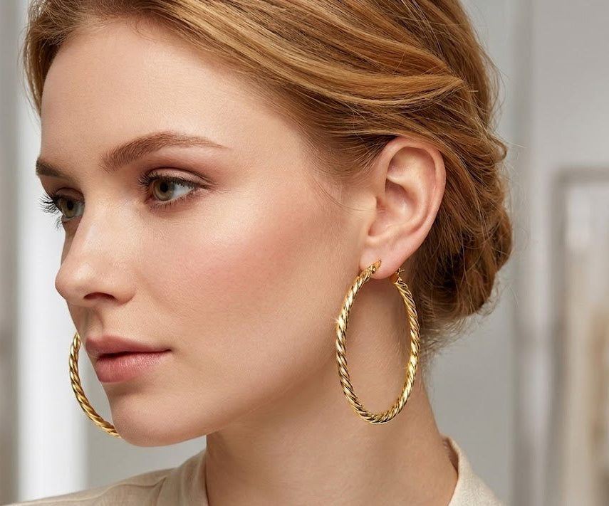 Gold Twisted Hoops