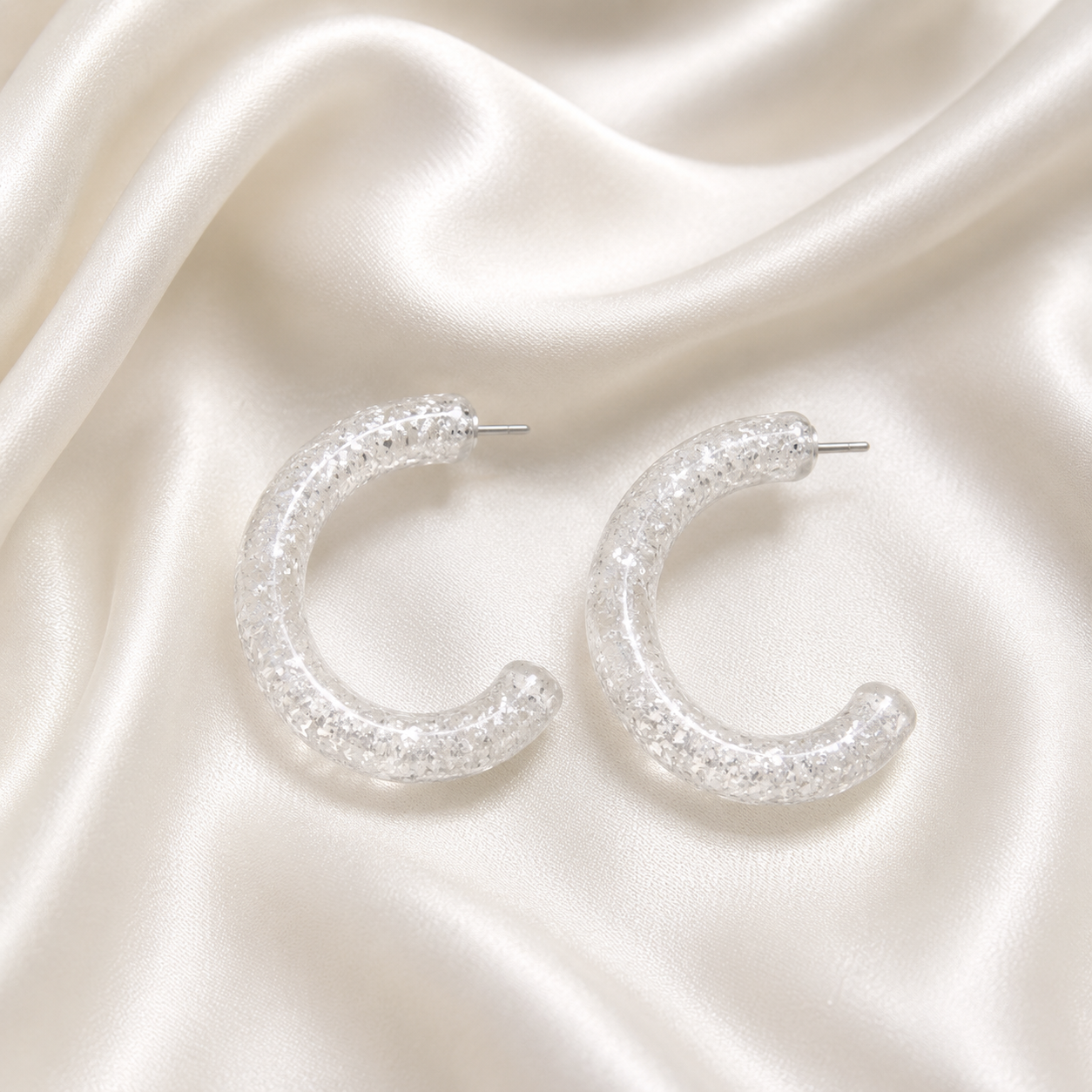 Crystal Frost Hoop Earrings