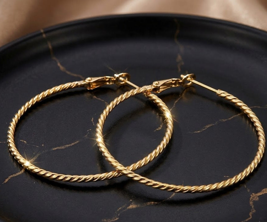 Gold Twisted Hoops