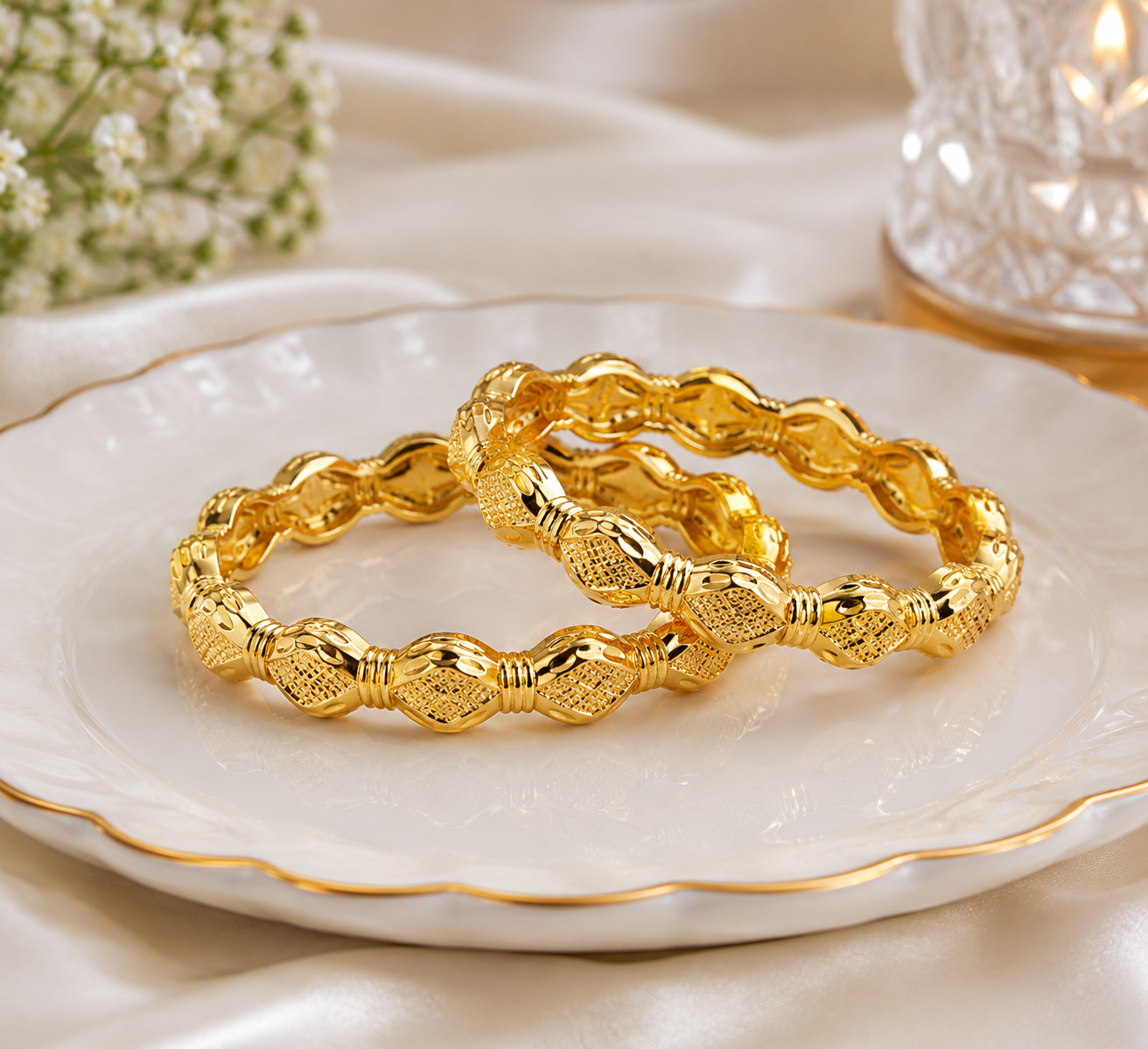 Segmented Gold Bangles