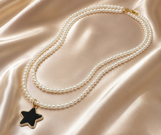 Elegant Pearl Star Pendant Necklace