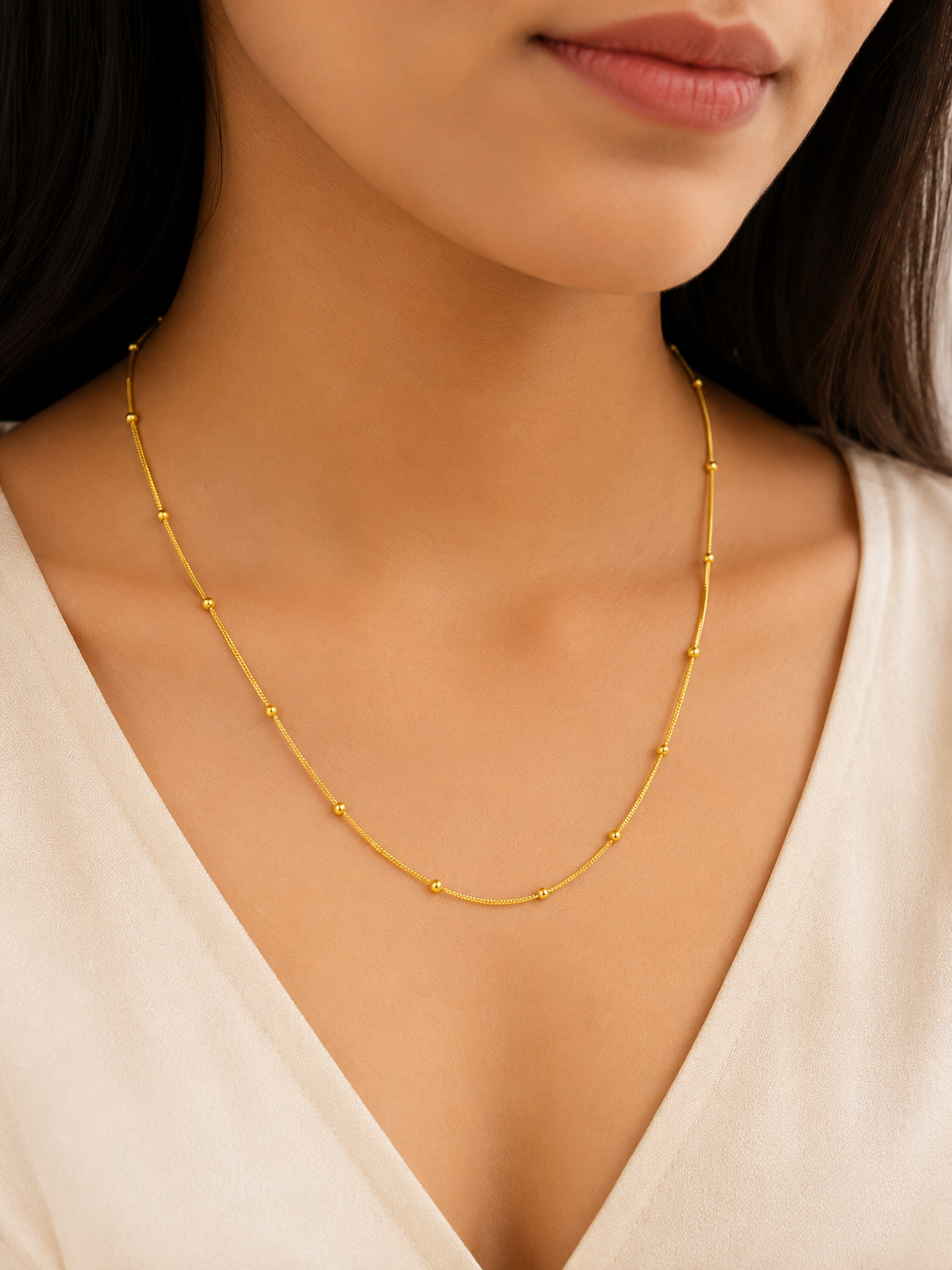 Gold-plated beaded neck chain