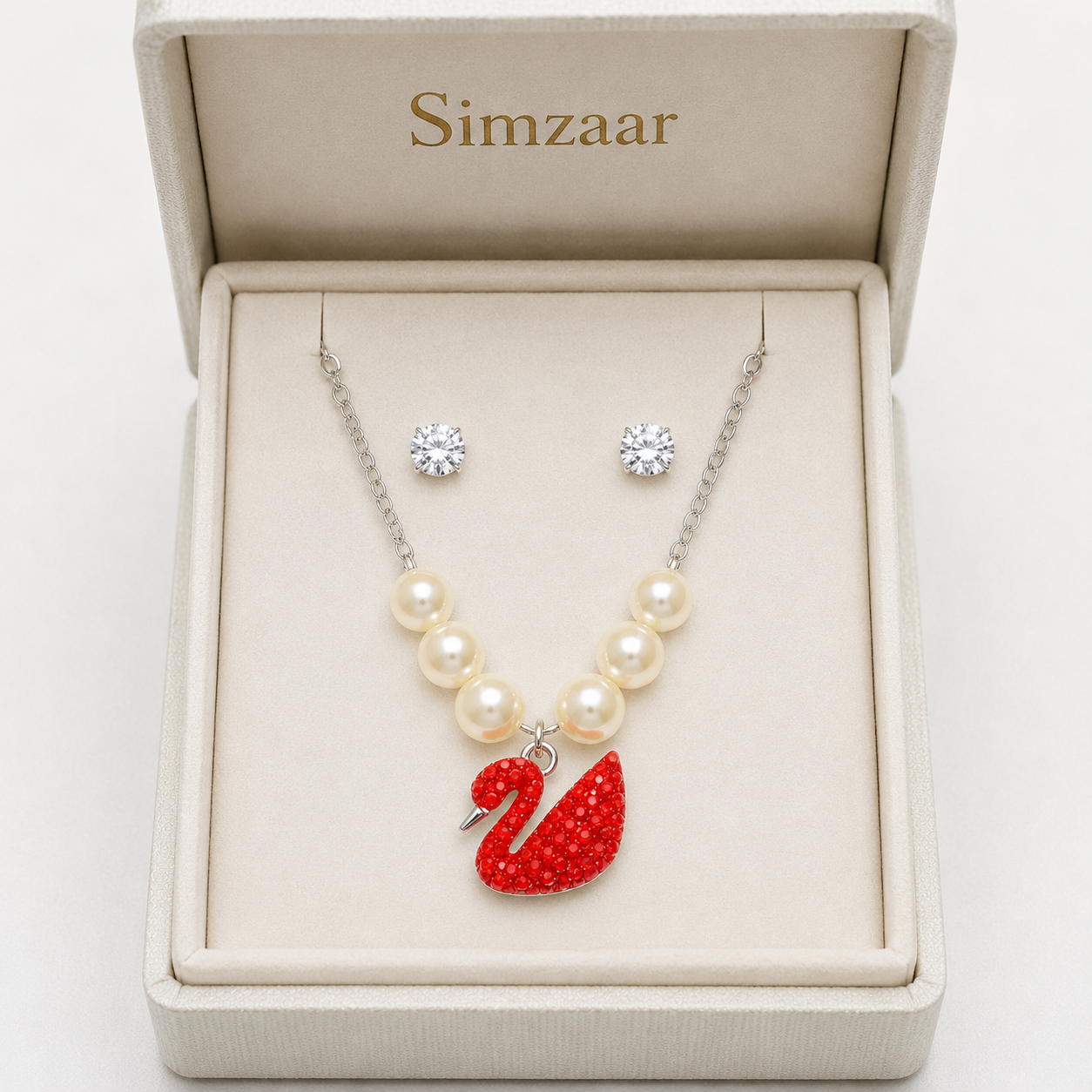 Crimson Swan Pearl Necklace Set