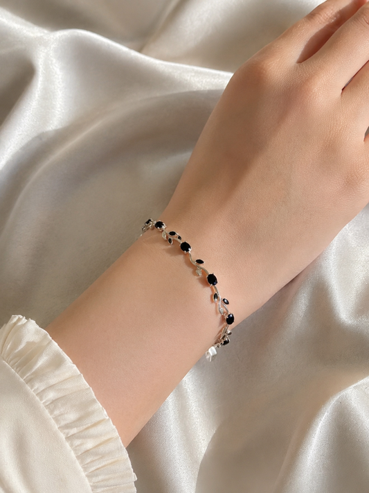 black with silver tulip bracelate