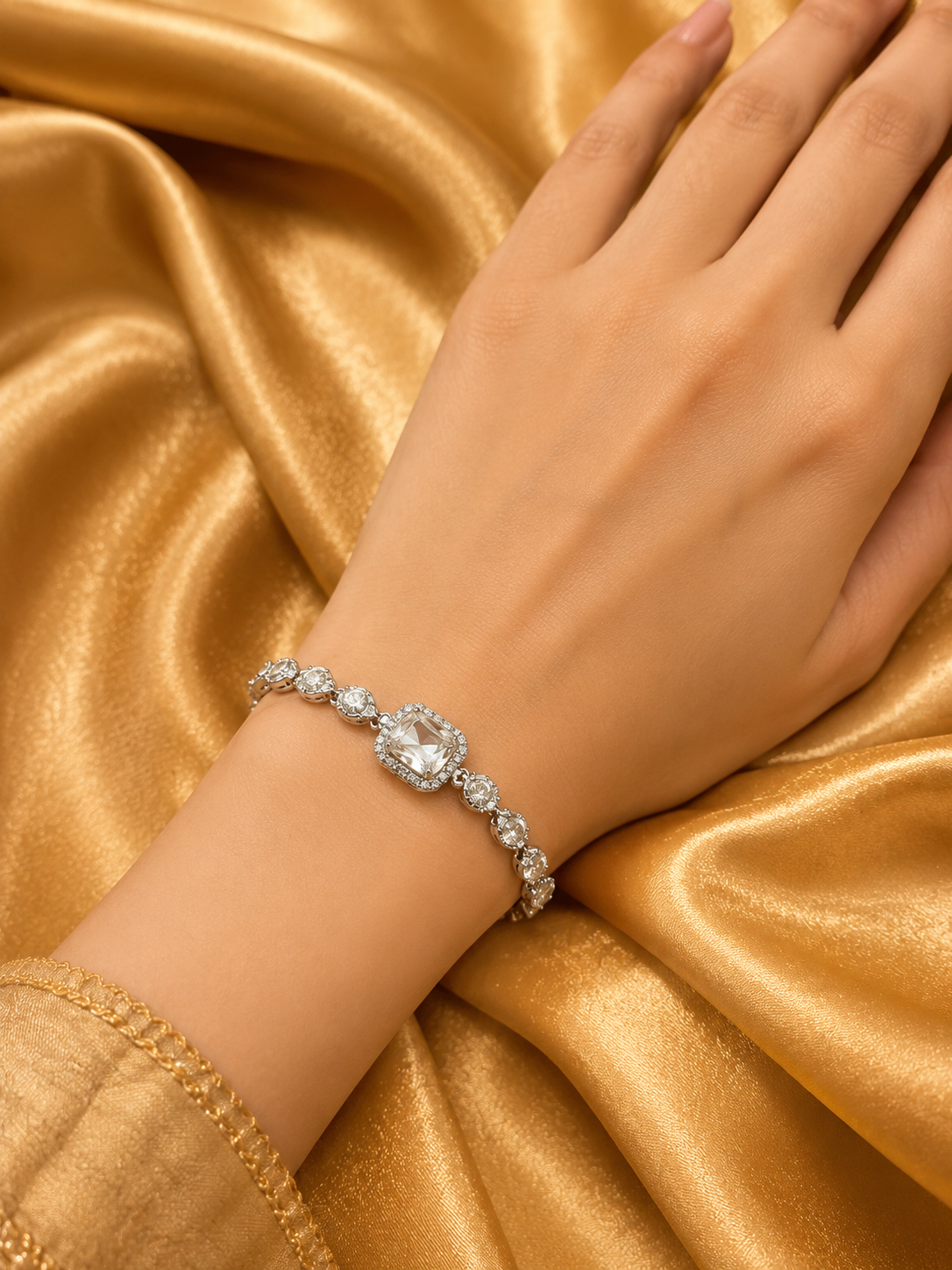 Vintage Crystal Halo Statement Bracelet