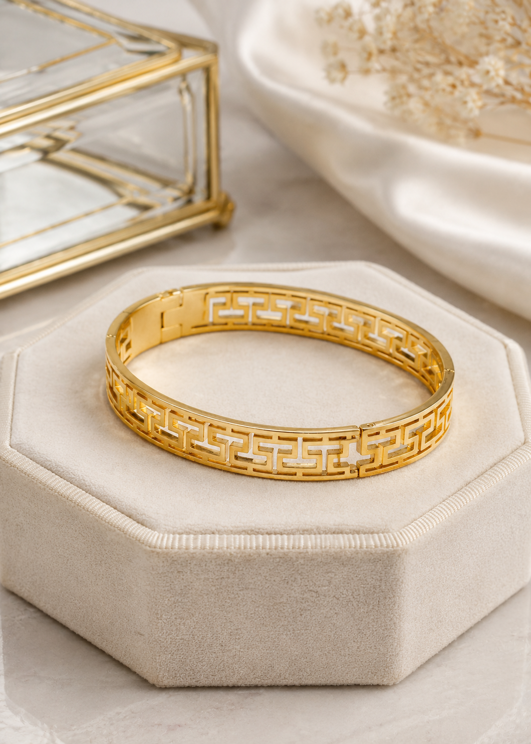 Greek Key Gold Bangle