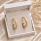 Marble Beige Hoop Earrings