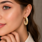 Marble Beige Hoop Earrings