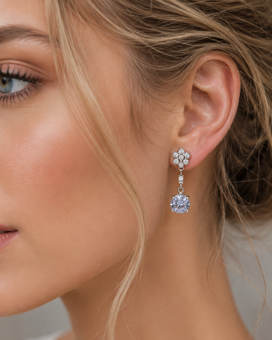 Floral Crystal Drop Earrings