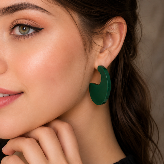 Emerald Crescent Statement Earrings