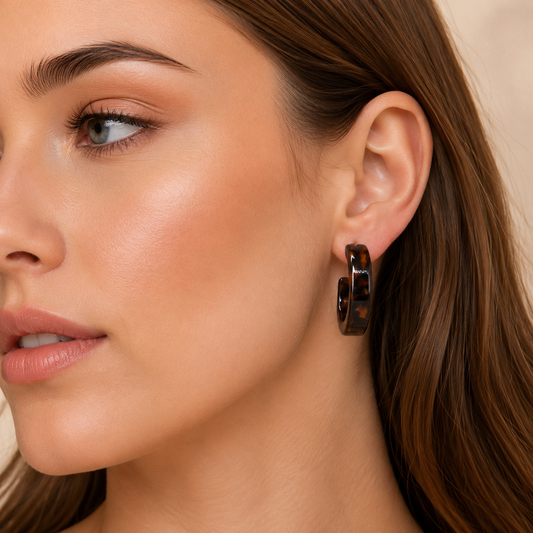 Tortoise Shell Hoop Earrings