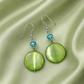 Green Pearl Disc Drop Earrings