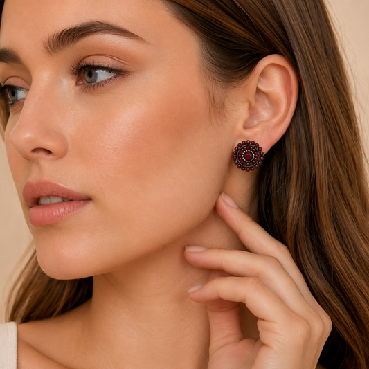 Ruby Bloom Stud Earrings