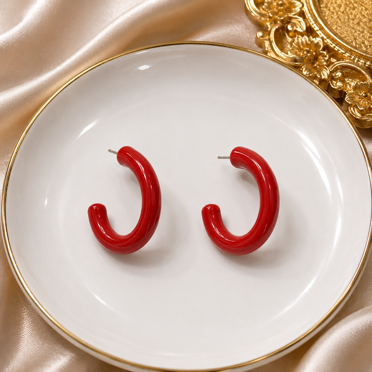 Classic Red Hoop Earrings