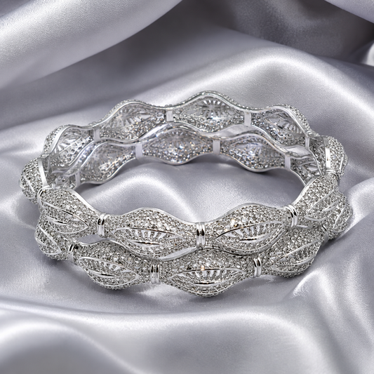 Silver Leaf Bangles