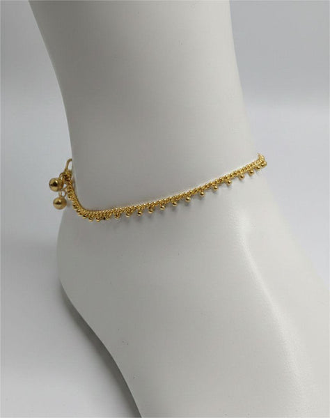 Indian Golden Antique Pair Of Anklets