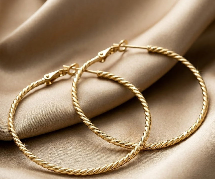 Gold Twisted Hoops