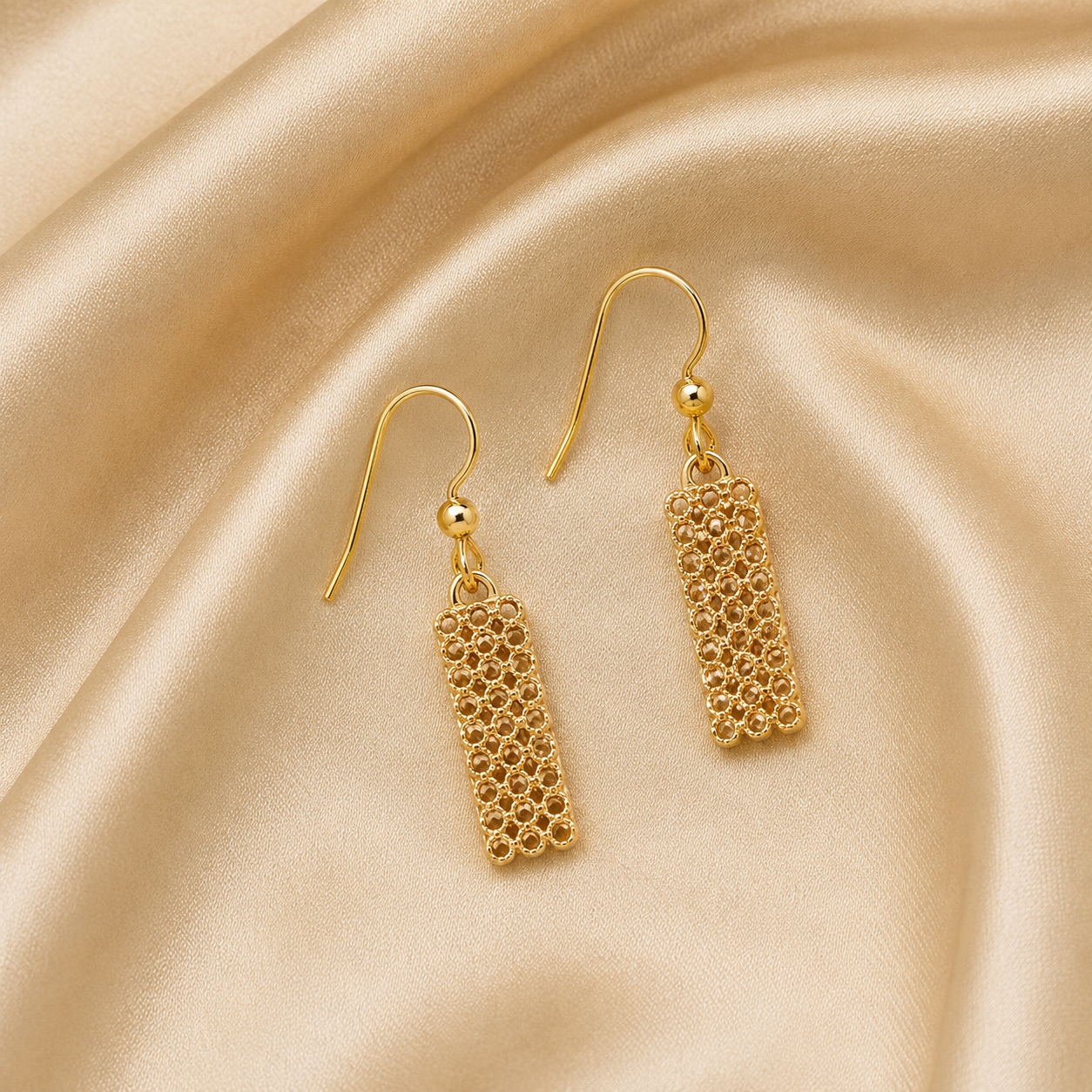 Golden Mesh Bar Drop Earrings