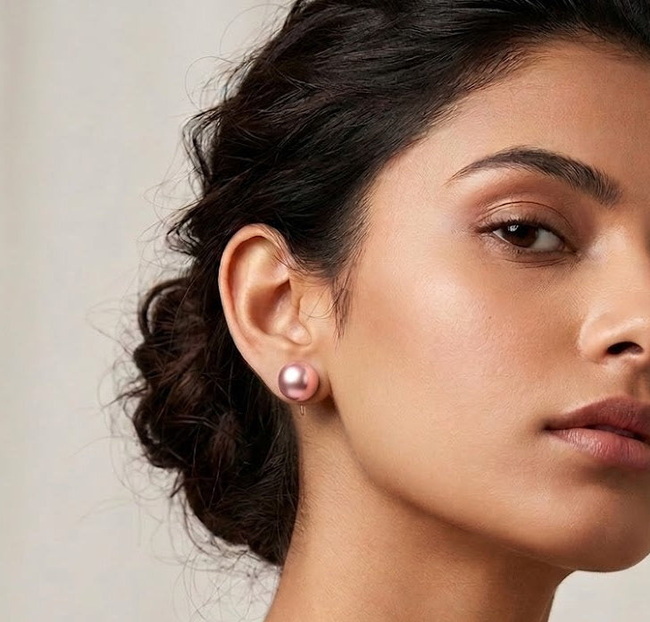 Pink Pearl Stud Earrings
