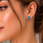 Blue Rose Square Stud Earrings