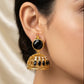 Onyx-Studded Gold Filigree Jhumkas