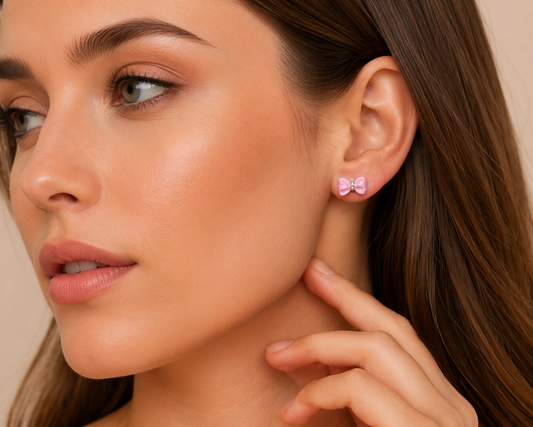 Pink Bow Stud Earrings