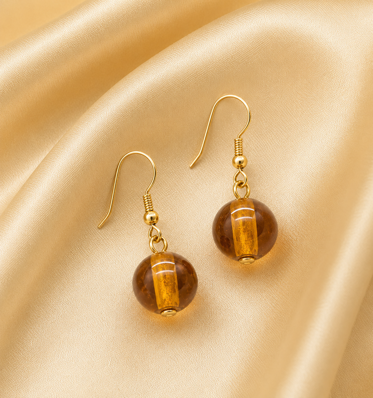 Amber Glass Drop Earrings