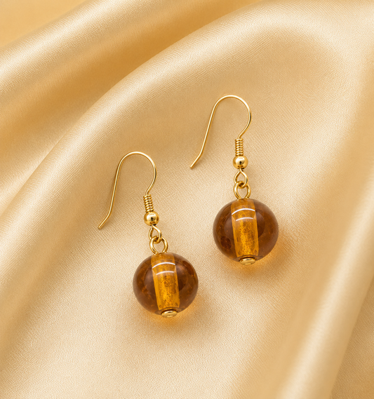 Amber Glass Drop Earrings