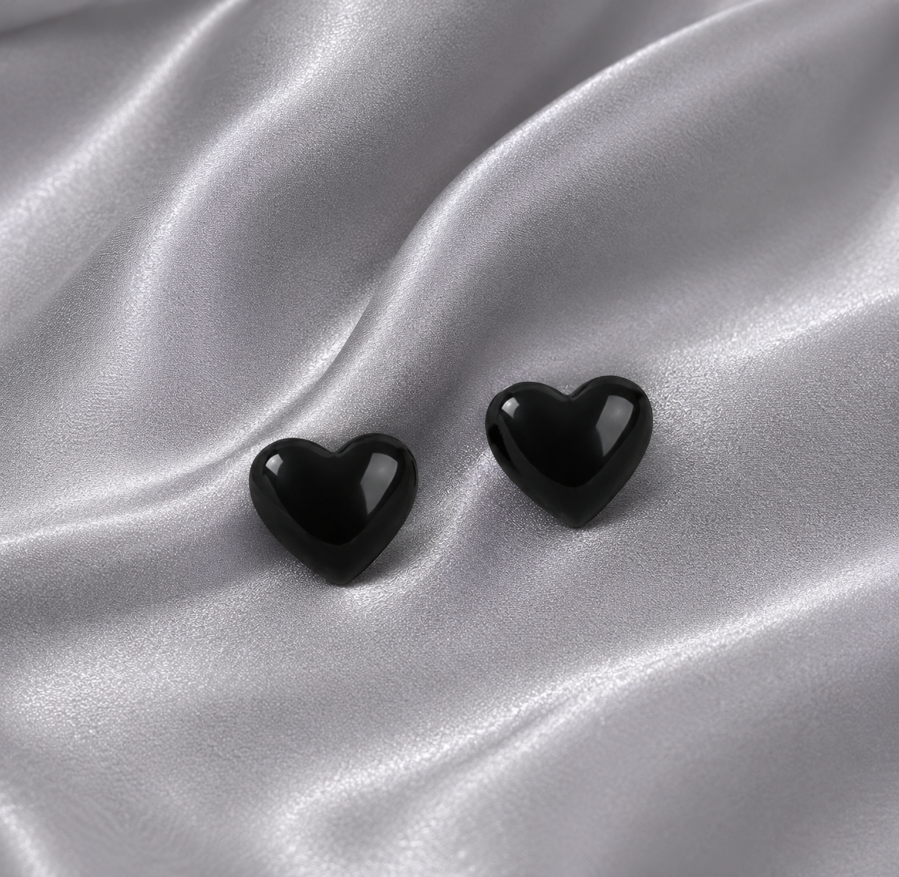 Midnight Heart Stud Earrings