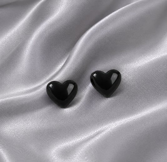 Midnight Heart Stud Earrings