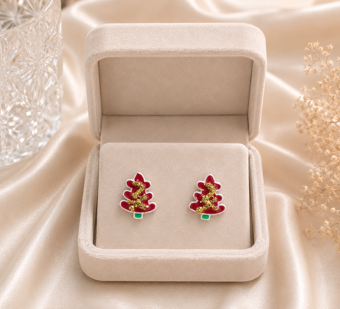 Festive Christmas Tree Stud Earrings